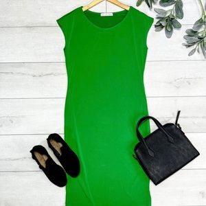 Midi Kelly Green dress cap sleeve